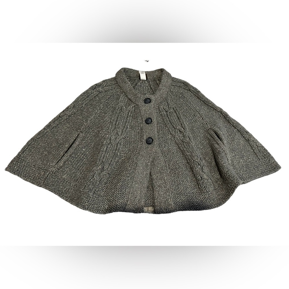 Tea Collection gray and gold Isobel sweater cape. Size x/s (2-3)